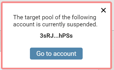 screen showing suspension status of validator