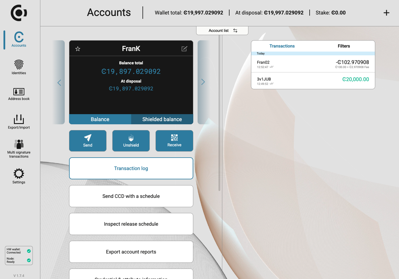 Account balance display