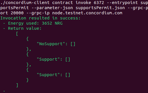 Output of supportsPermit function